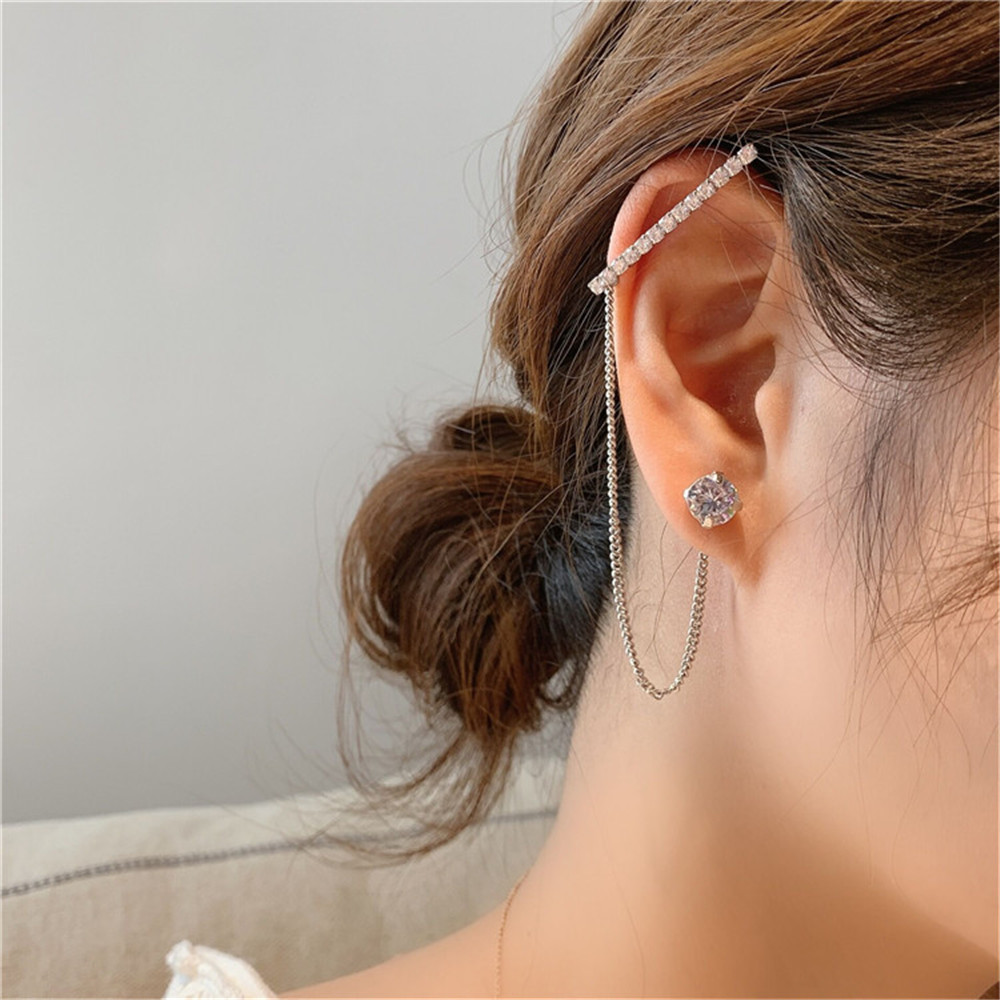 【COD Tangding】Earring with Chain New Fahion Korea Womne Girl Party Accessories