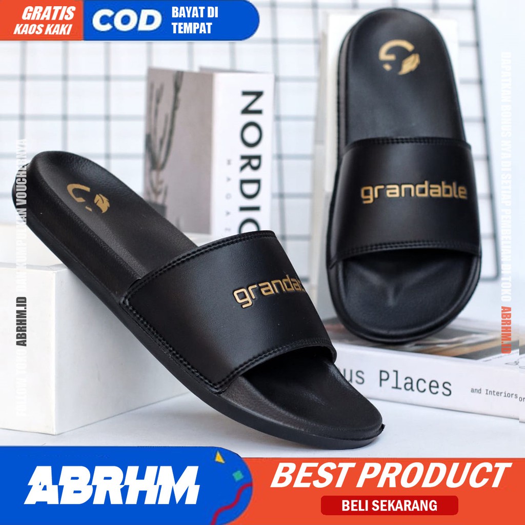 ABRHM x SHIRO Sandal Slide Pria Sandal Slop Pria Kulit Pu Sendal Selop Cowok / Cowo Kekinian