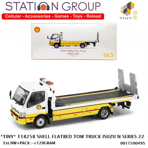 TINY 118258 SHELL FLATBED TOW TRUCK ISUZU N SERIES 22 - DIECAST