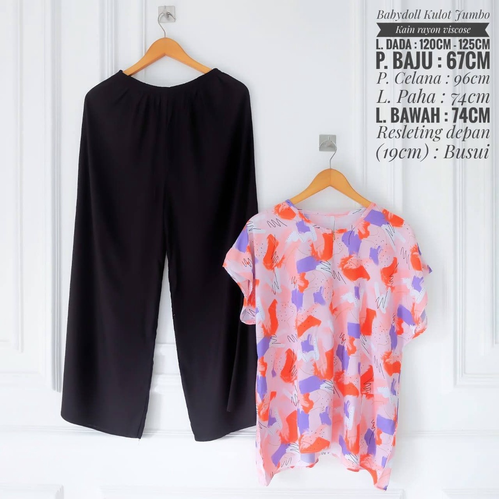 ONE SET BABYDOLL KULOT JUMBO KATUN RAYON VISCOSE  / PIYAMA RAYON / PAJAMAS / SETELAN KULOT (PART 1)