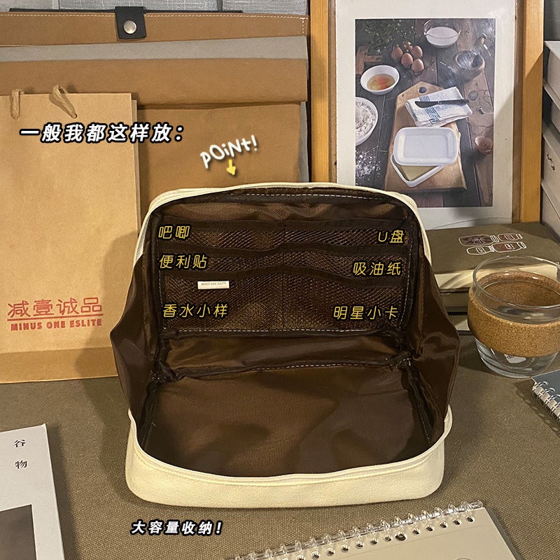 SeraKotak pensil Sera versi Korea gaya niche sederhana kanvas siswa Jepang kapasitas besar kotak penyimpanan fungsional multi-layer bernilai tinggi