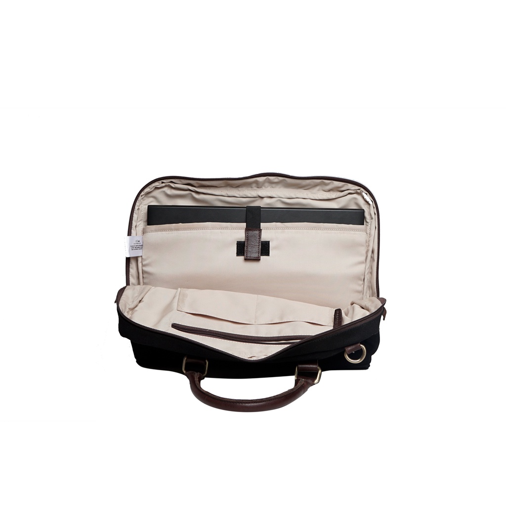 [PREMIUM] Tas Kerja Elegan Kantor Laptop 14&quot; Kanvas Kulit Asli Original Eastmovin Locke Workbag Briefcase Black