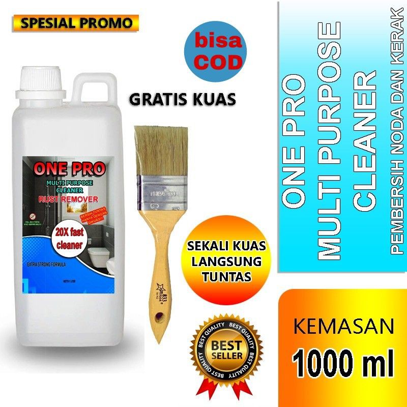 PEMBERSIH KERAK DAN NODA KERAMIK TOILET WASTAFEL STAINLESS STEEL BESI KACA PLASTIK ONE PRO 1 LITER