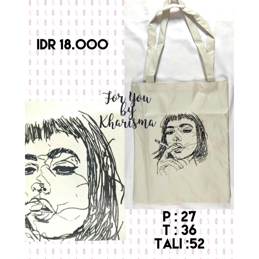 Tas Tote Bag Smoking Girl Coklat Tas Jinjing Aesthetic Shopee Indonesia