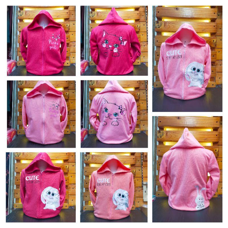 Jaket Anak Perempuan Cute Cat/Kids Jacket/Jaket Anak Perempuan 12 Tahun/Jaket Anak Perempuan 5 Tahun
