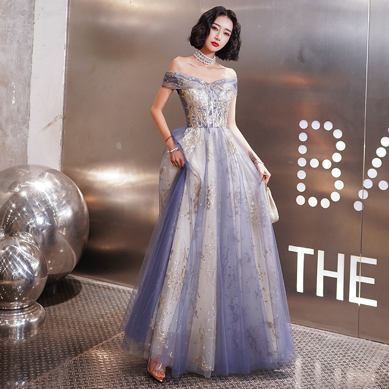 SOLANI FASHION LONGDRESS SABRINA BAJU PESTA BRUKAT KOREN Ungu Purple
