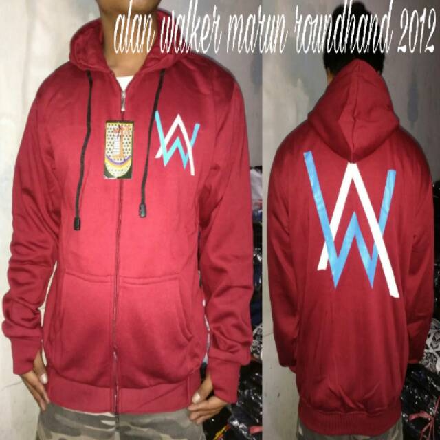 jaket alan walker roundhand marun