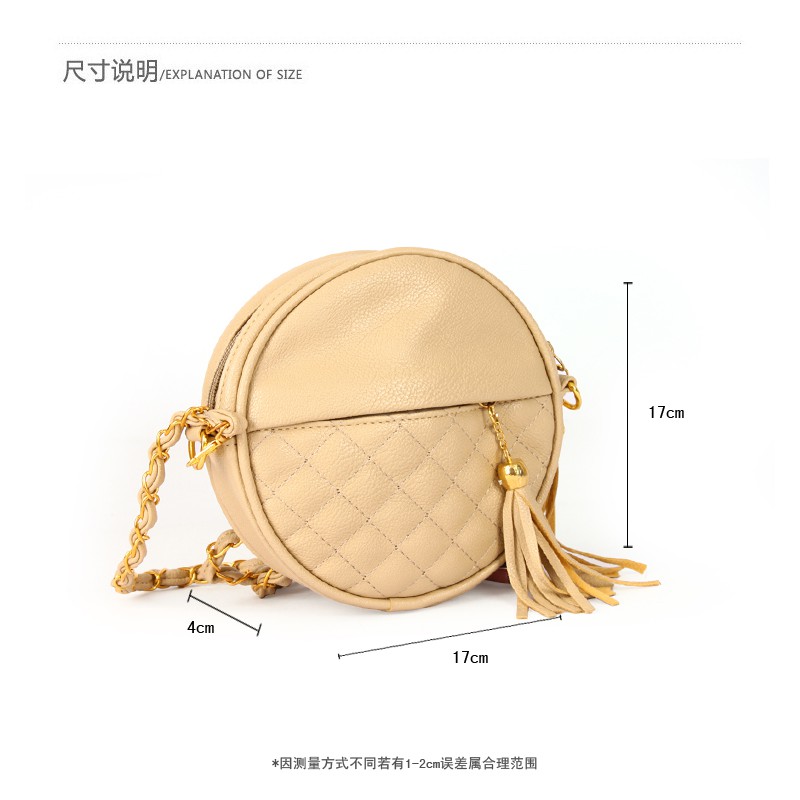 tas selempang bulat rumbai small round pancake female bag (1F3) bta085