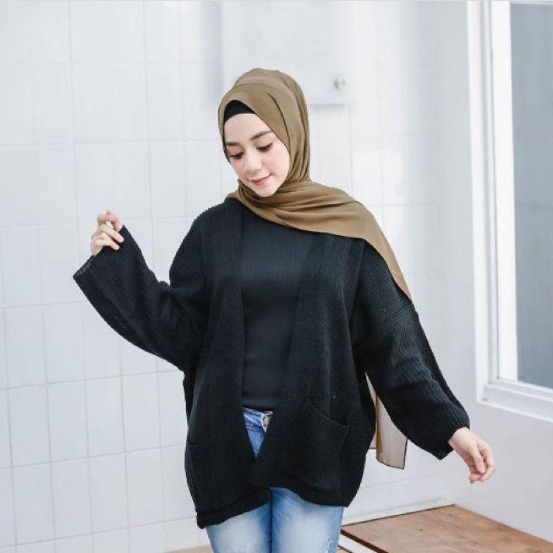 LOCY CARDY Cardigan Rajut Oversized dan Normal Size - Kardigan Polos Wanita  Bahan Rajut