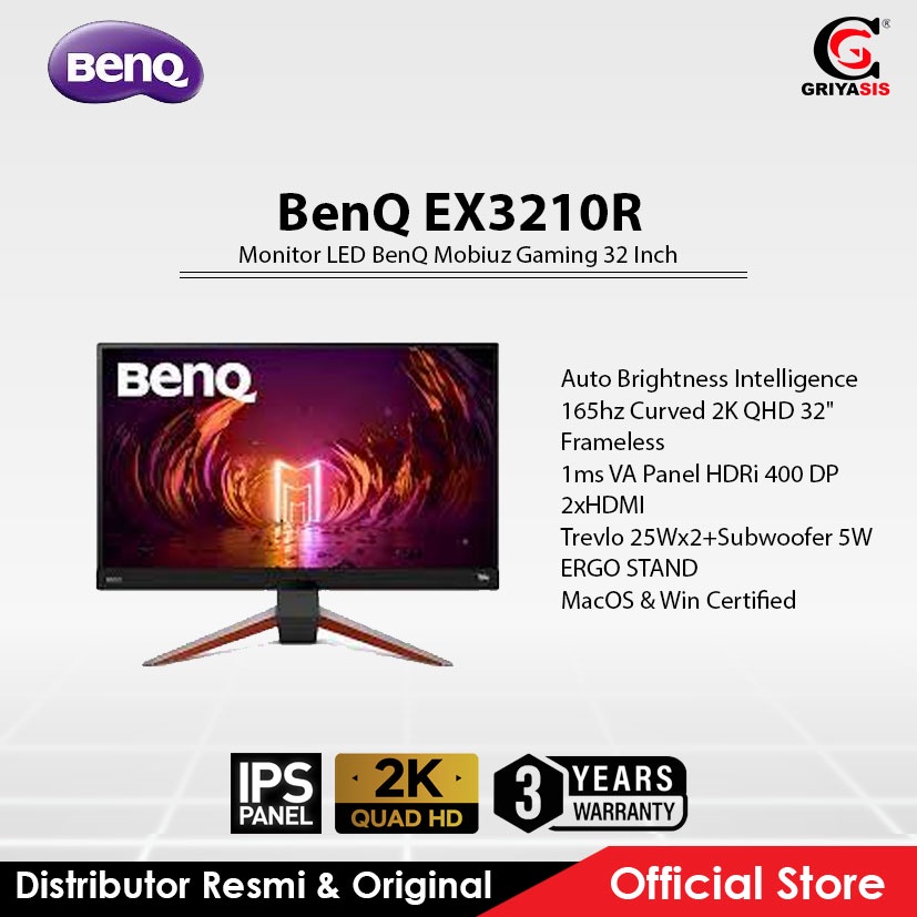 BenQ EX3210R 32\" Curved Gaming Monitor - 2K QHD, 165Hz, HDRi