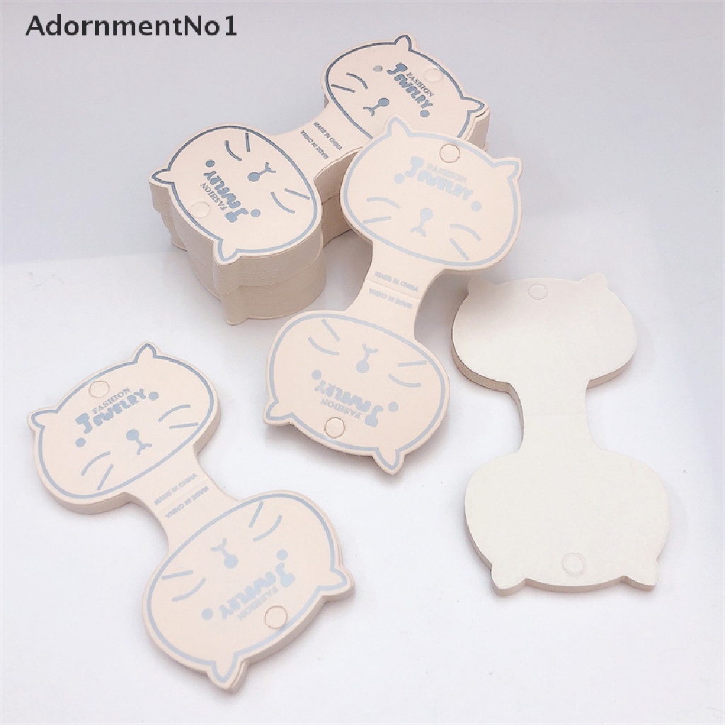 (AdornmentNo1) 50pcs / Set Kartu Tag Kertas Kraft Motif Wajah Kucing Untuk Display Perhiasan / Rambut Handmade