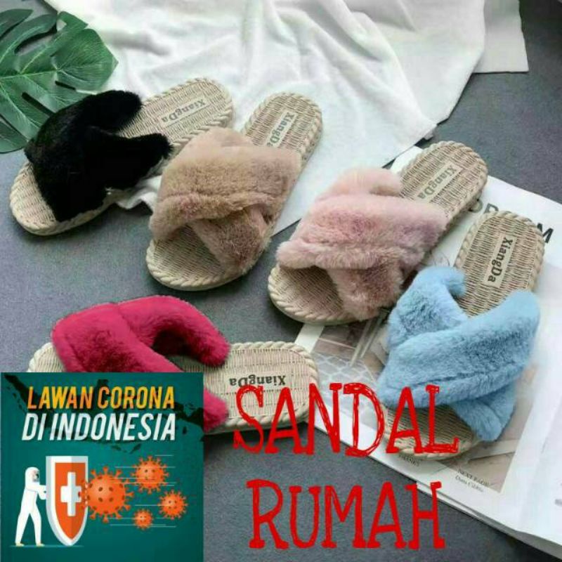 SANDAL WANITA BULU SILANG SM06