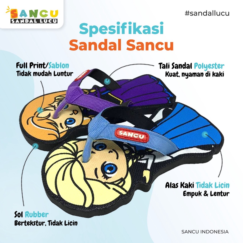 Sandal Karakter Princess Anak Perempuan, Sendal Sancu Anak Perempuan Elsa Dan Anna Frozen