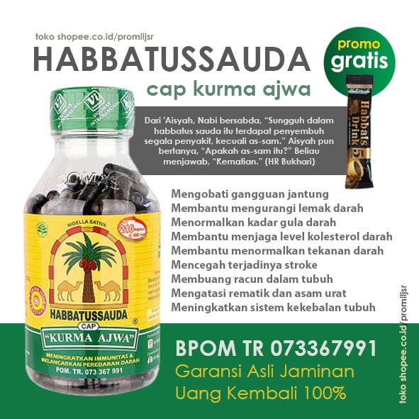 Habbatussauda Original Asli Cap Kurma Ajwa 100 120 210 Kapsul