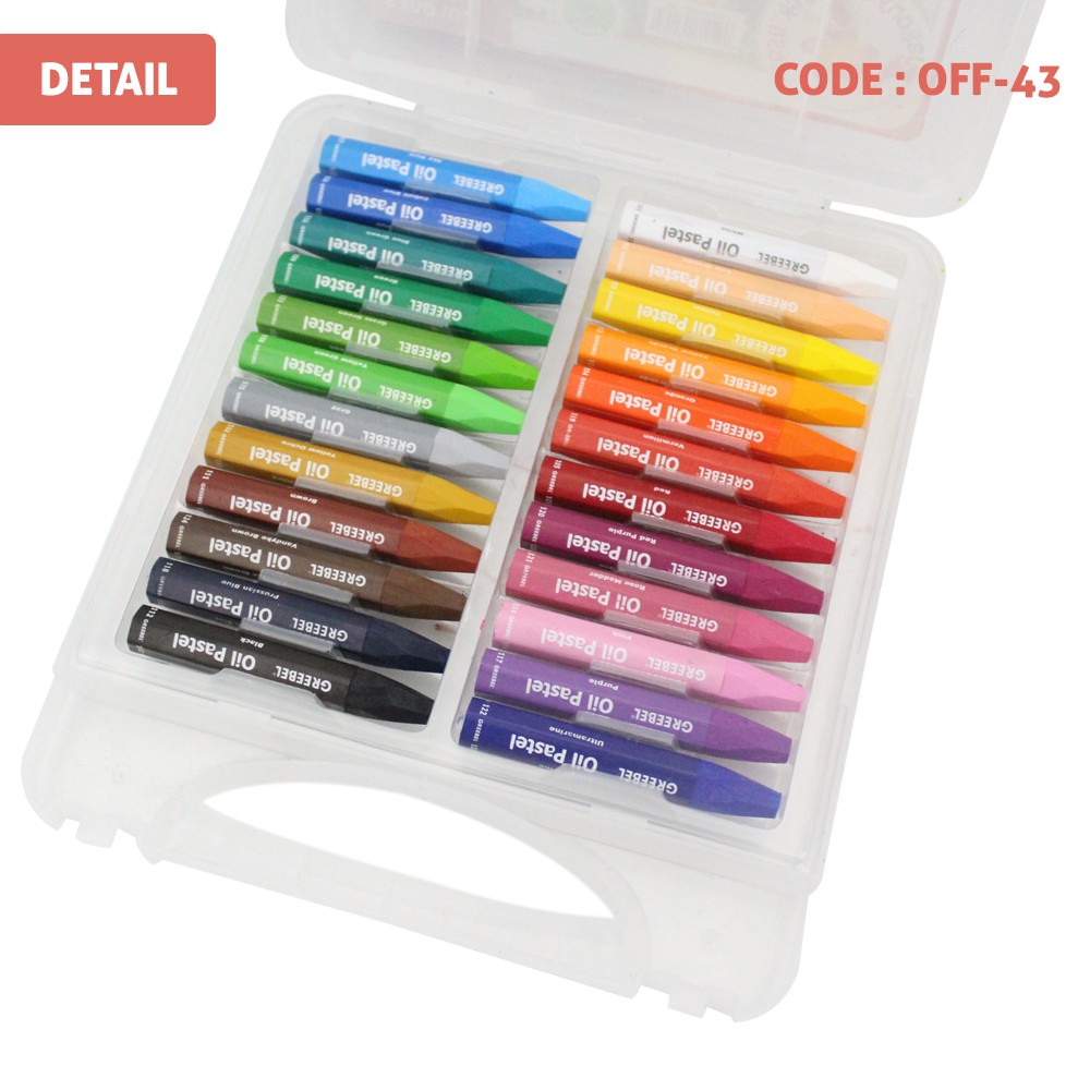 OFF-43 | GREEBEL 24 WARNA Crayon Oil Pastel Set 24 Color Alat Kesenian Menggambar