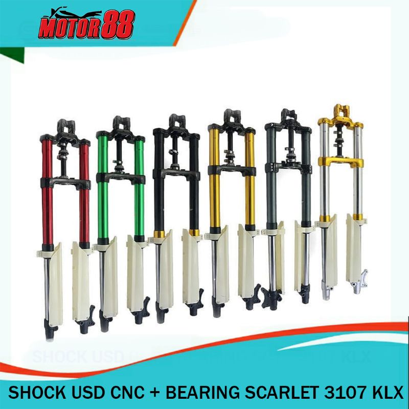Shock Skok Sok Depan KLX USD Upside down Cnc Scarlet Racing Original +bearing 3107