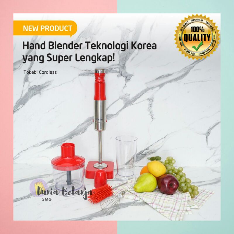 Jual New Tokebi Hand Blender Cordless Tanpa Kabel Praktis Low Watt