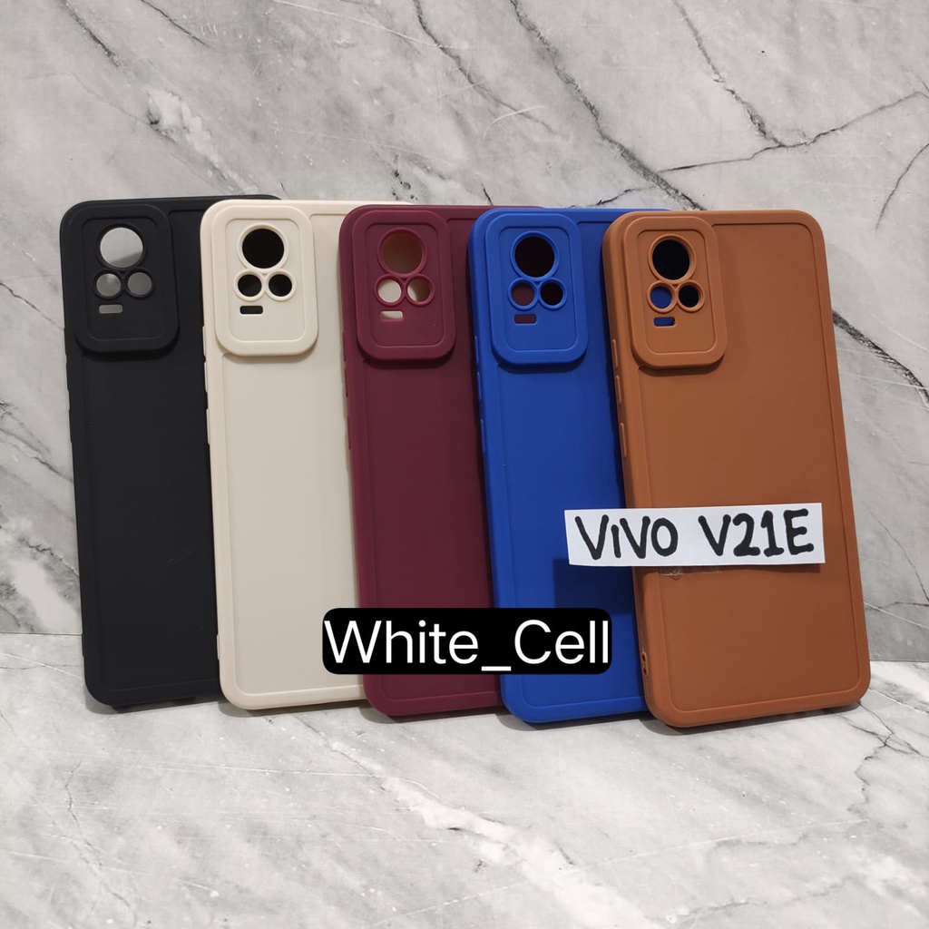 SoftCase ProCamera Silicon Matte Case Full Cover Vivo V11 V11i V15 V21E V21 4G V23 5G V9  White_Cell