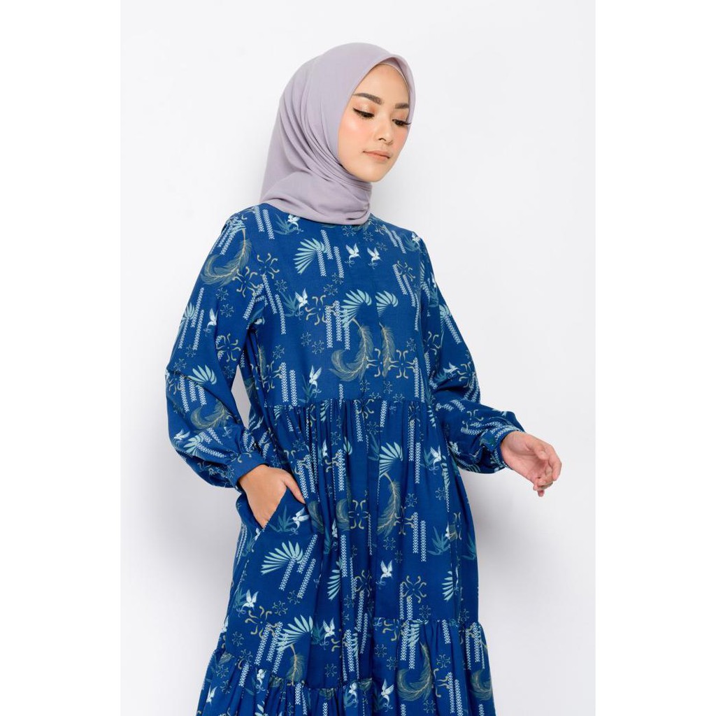 Ready Zm Zaskia Mecca - Farra Navy Dress - Edisi Cendrawasih - L