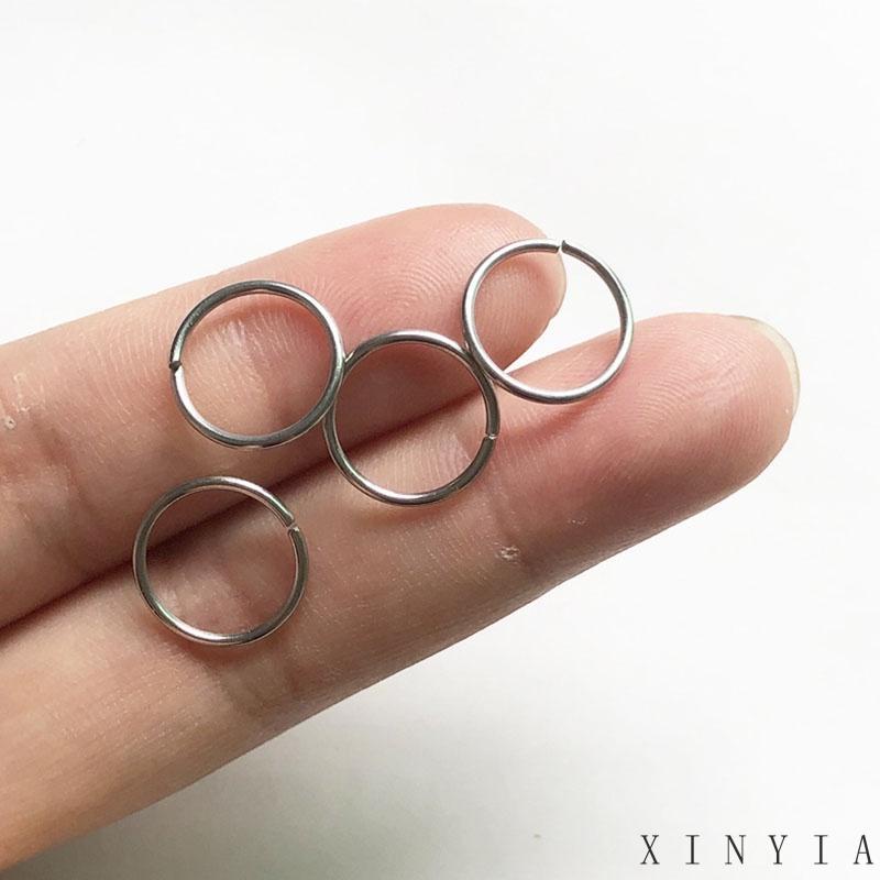 Cincin Tindik Telinga Hidung Bahan Stainless Steel Titanium Bentuk Bulat