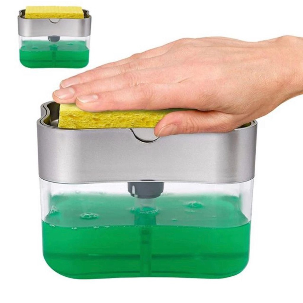 Trend-Dispenser Sabun Cair Cuci Piring Soap Pump Sponge Caddy / Tempat Wadah Sabun Cuci