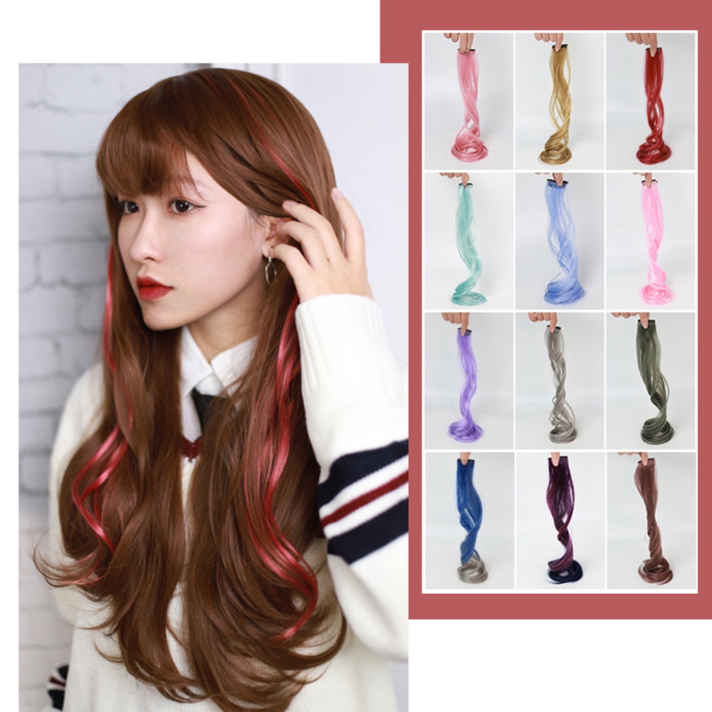 1 Pc Wig Rambut Extension Model Klip Gantung Telinga Keriting Gelombang Besar Untuk Wanita