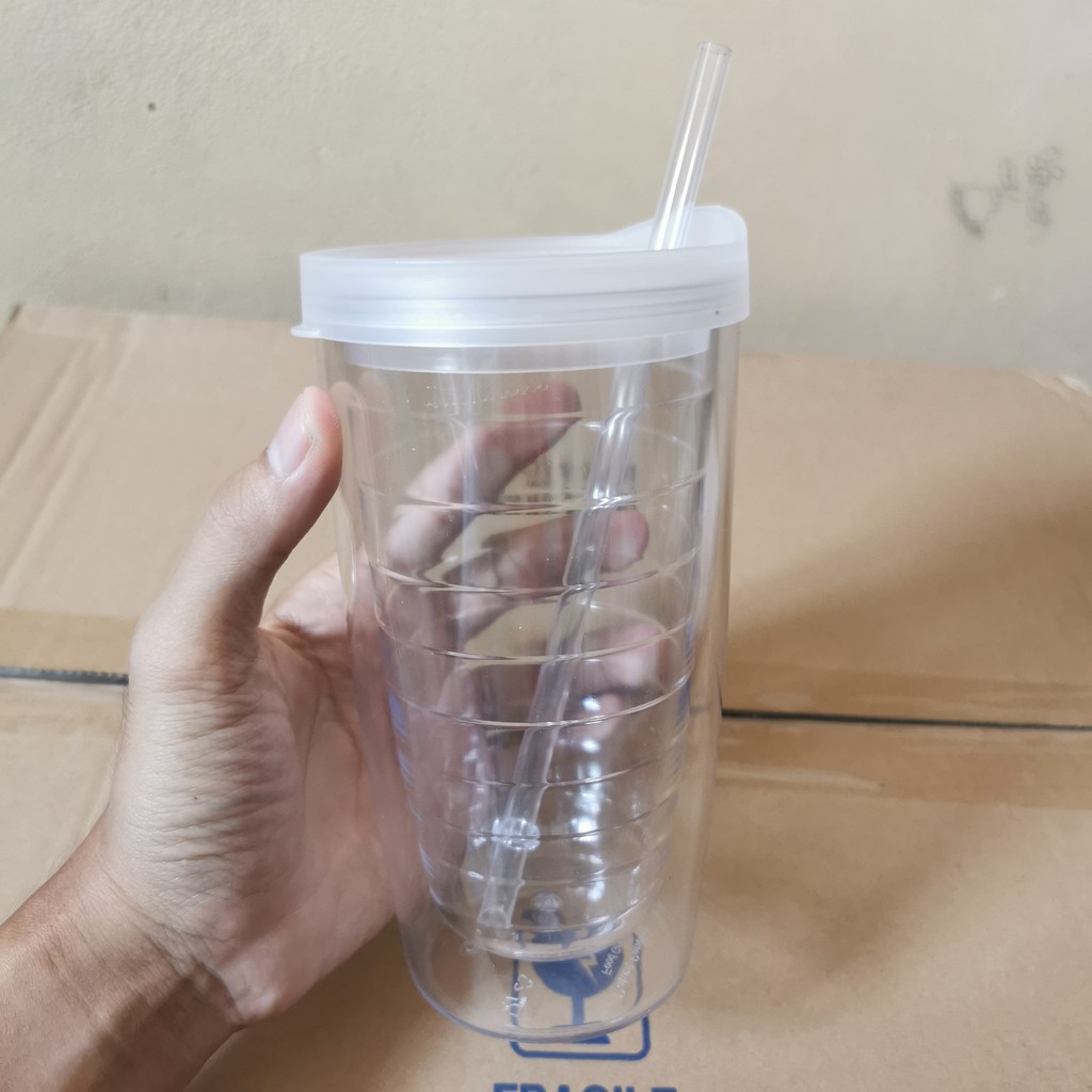 Chielo Twister Tumbler Cup with Straw Mug Gelas Air Sedotan Aesthetic Unik Plastik Transparan Bening-5