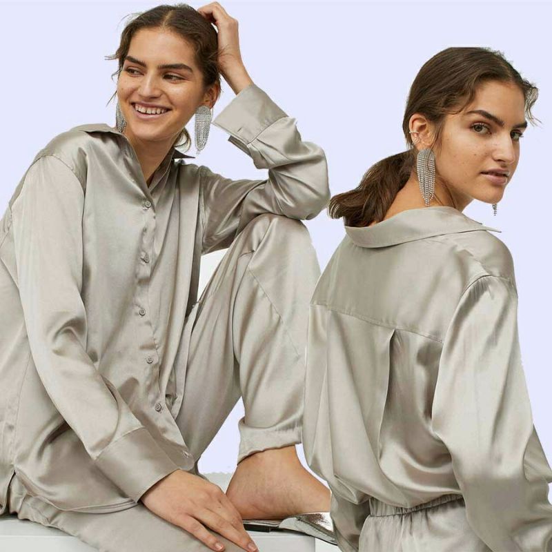 Baju Wanita Atasan Tunik Shirt Lengan Panjang H'M Polyester Original