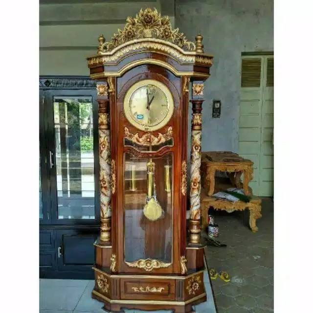 Lemari jam Almari Jam Hias Bunyi Ukir Jati Furniture Mebel MURAH LARIS SHOPE