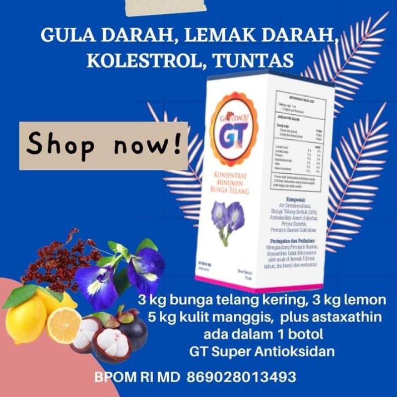 Original - Konsentrat Teh Bunga Telang Merk GarudaQu GT BPOM