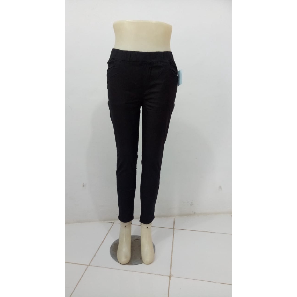 Legging Bahan Katun midweist, Celana Panjang Wanita Leging stretch