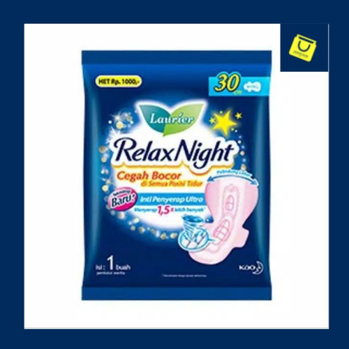 Laurier Relax Night 30cm / Pembalut Renceng / Isi 6 / Kao