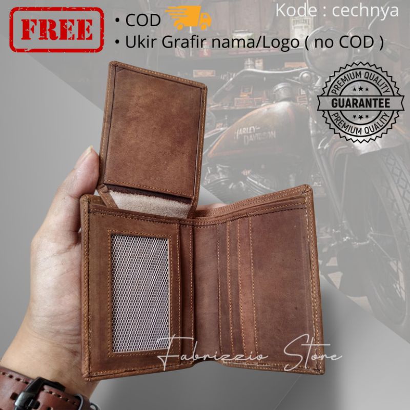 dompet kulit pria simple full kulit ( free tulis nama)