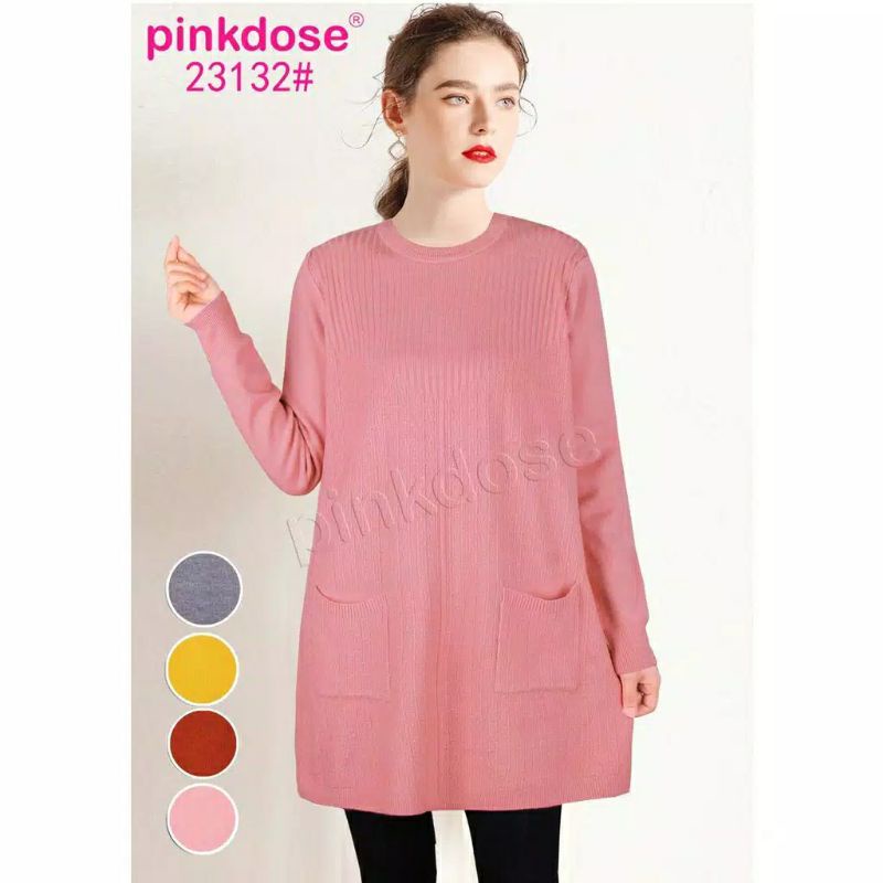 Atasan Semi Tunik Rajut Pinkdose
