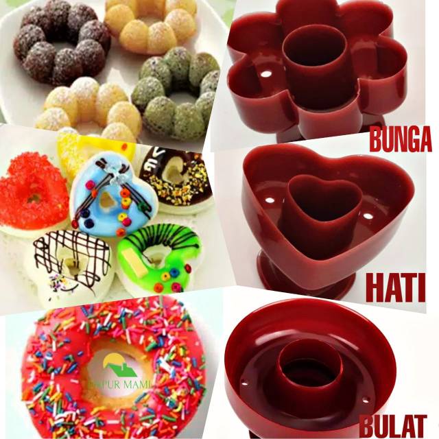 DAPURMAMI PLUNGER DONAT BULAT BUNGA HATI pencetak kue cake