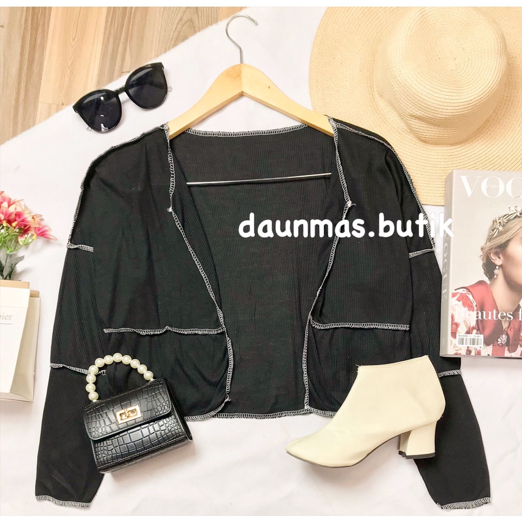 1KG MUAT 7PCS | ASVY OUTER CARDIGAN KARDIGAN BOBAL HITS OOTD SELEBGRAM FASHION GROSIR MURAH WANITA TERKINI-ASVY BLACK