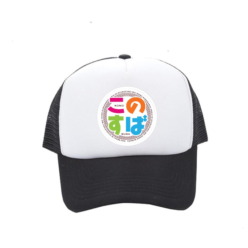 topi trucker premium logo konosuba anime jepang
