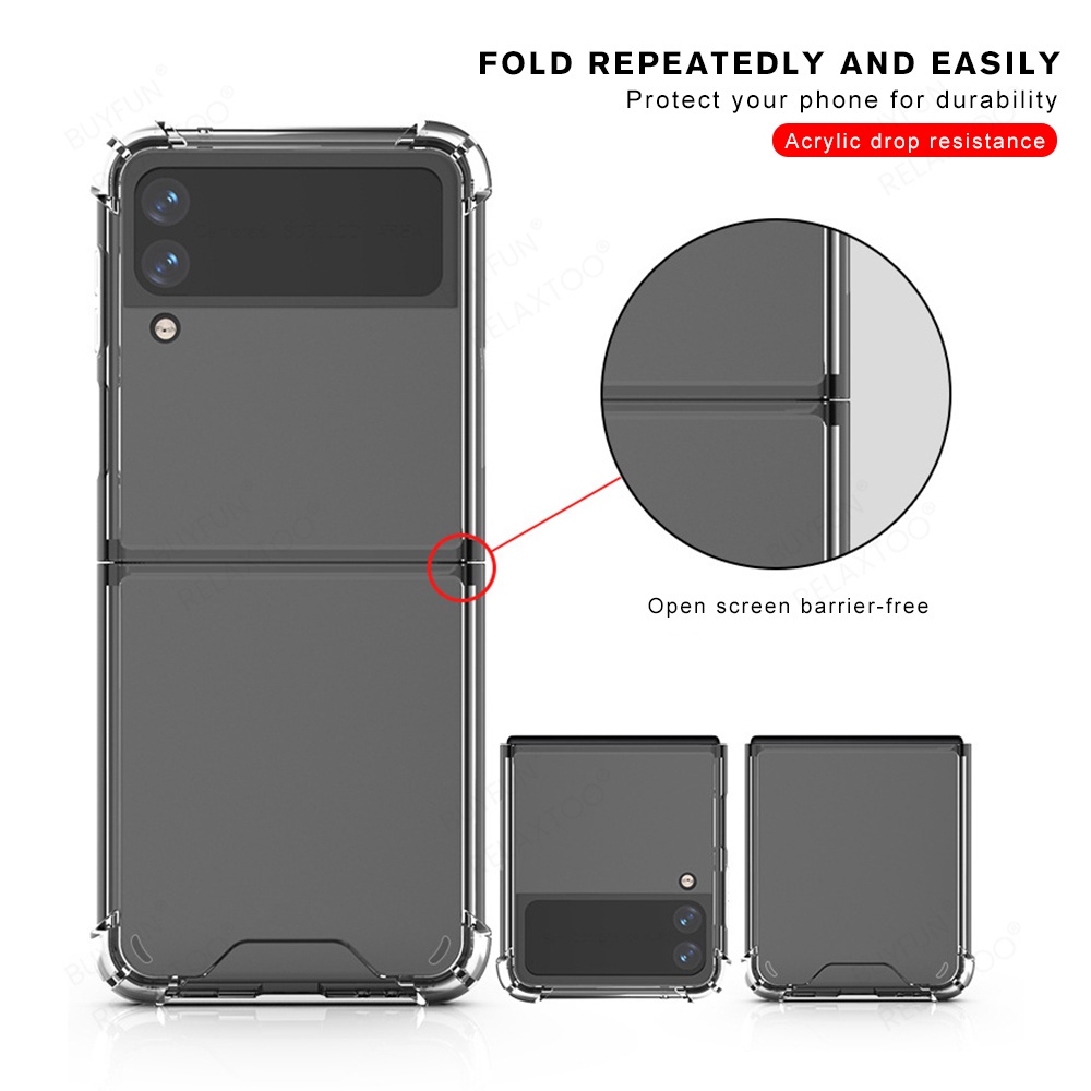 Hard Case Silikon Samsung Galaxy Z Flip 4 Bening Transparant Airbag Anti Crack ( Standard atau Airbag Anti Crack )