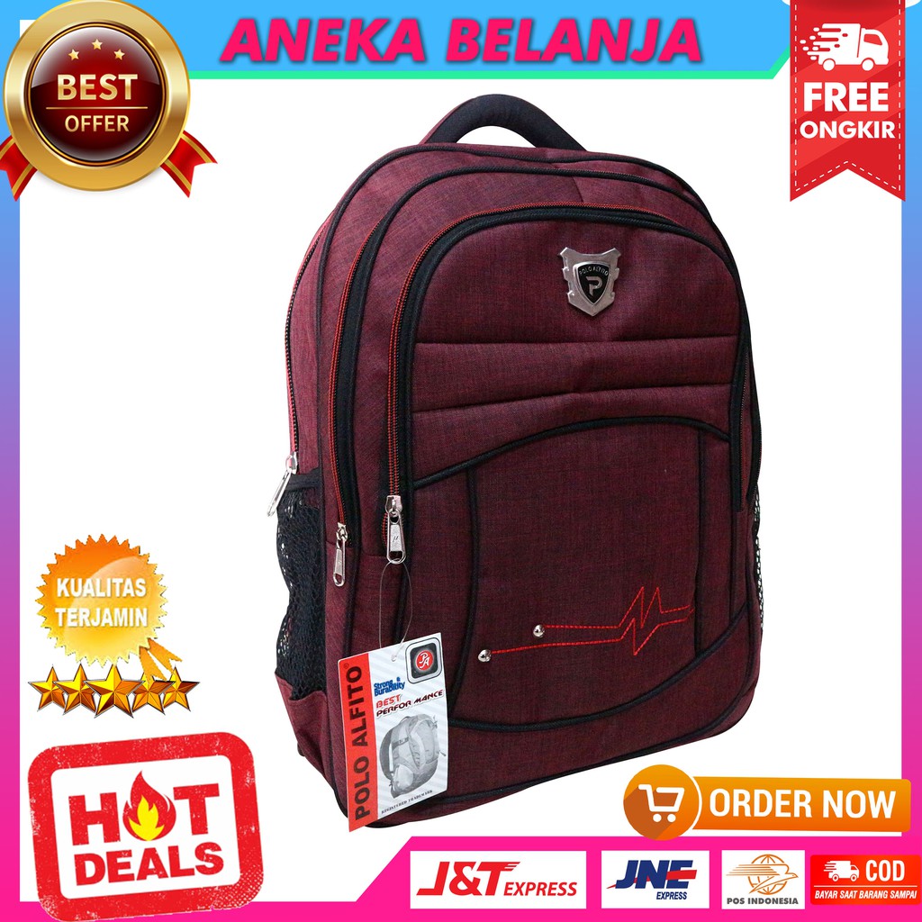 New Arrival Tas Ransel Cowok Model Alfito Ombak Merah Berkualitas Kece Backpack Pria Sekolah Kuliah Kerja Multifungsi Keren Bahan Kuat Tebal Awet Harga Terlaris Termurah Berkualitas