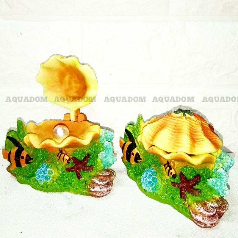 KERANG MUTIARA HIASAN AQUARIUM MAINAN IKAN ATRAKTIF DEKORASI