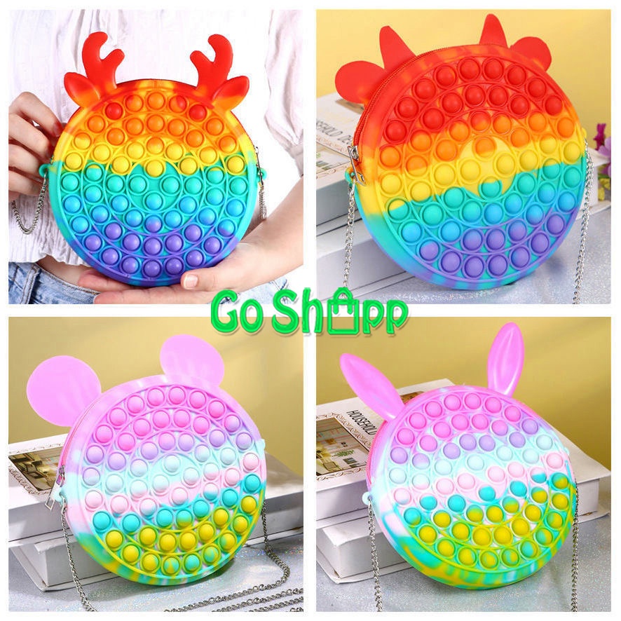 Tas Pop it Besar Anak Import - Tas Selempang Pop it Anak Lucu Import - Tas POP IT Rainbow Makaron Import - Tas Anak Pop it Fidget Toy Mainan Penghilang Stress [JL08]