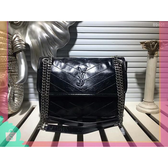 Ysl flap black shouler bag high quality ori leather.