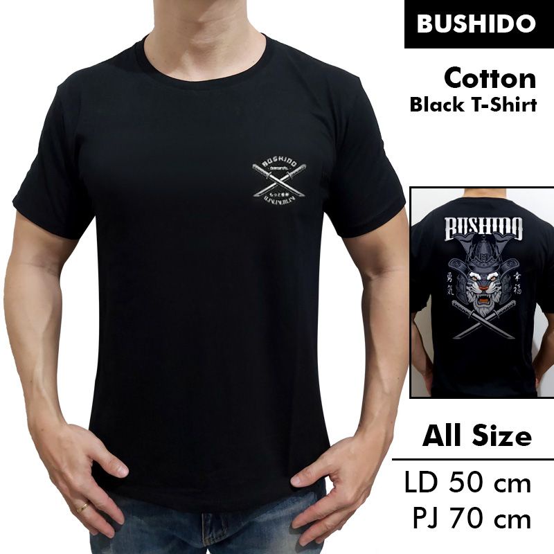 KAOS PRIA KAOS DISTRO PAKAIAN PRIA T SHIRT COWOK SAMURAI BUSHIDO HITAM