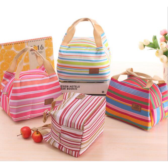 ❤ RATU ❤ Tas Bekal Makanan Lunch Bag Cooler Aluminium Foil Motif Salur Dewasa Anak Karakter