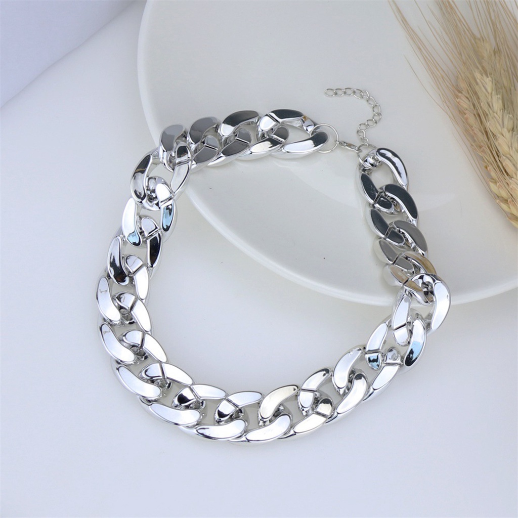 Hu Hu Hu Hu Hu Alat Bantu Pasang Kacamata♡ Kalung Choker Rantai Tebal Bahan Alloy Dapat Disesuaikan Gaya Hip Hop Untuk Wanita