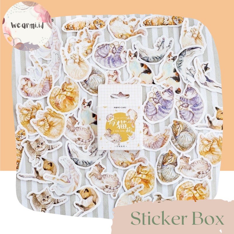 

45 Pcs Deco Sticker Box Kucing Animal Cat Planner DIY Scrapbook Stiker Dekor Kotak Colorfull