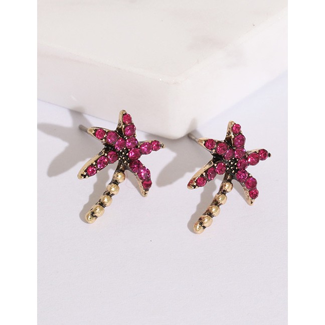 LRC Anting TusukFashion Red Studded Coconut Stud Earrings F46044