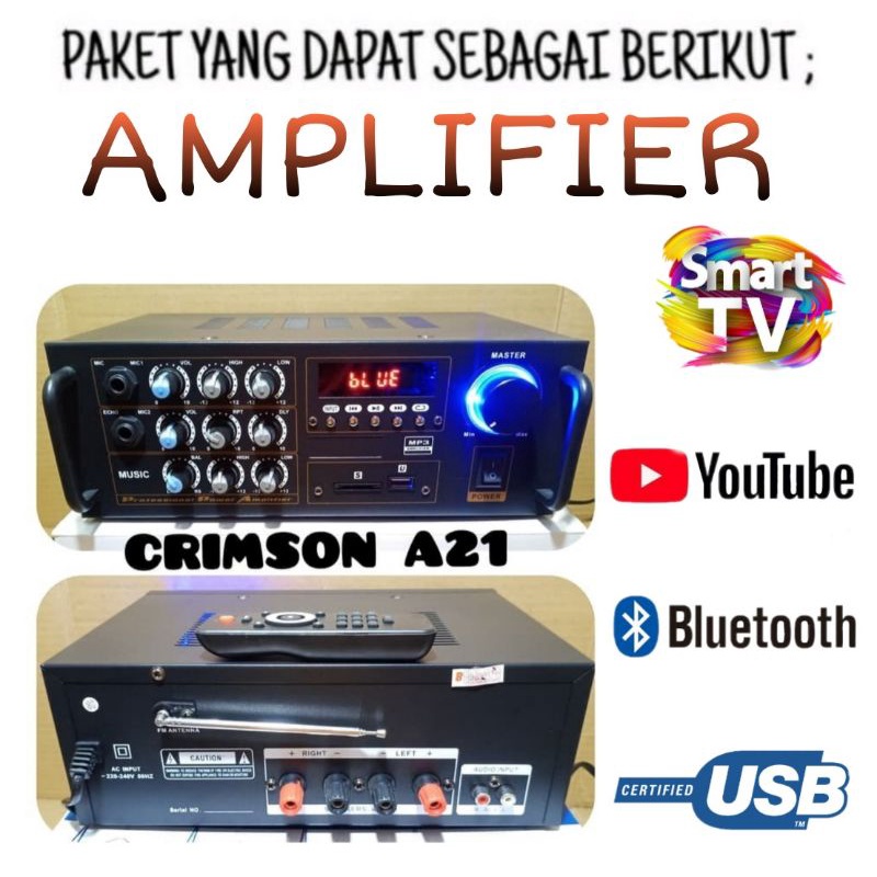 Paket Sound 3 Titik Speaker Ampli Bluetooth Buat Di Cafe , Restoran , Klinik, Full Set Crimson