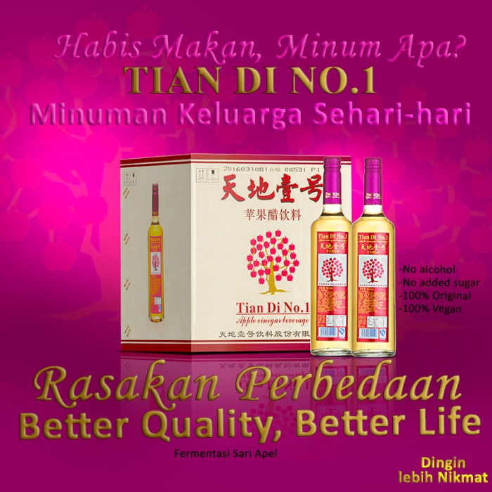 

Jual Cuka Apel Tian Di No.1 100% Original 650Ml