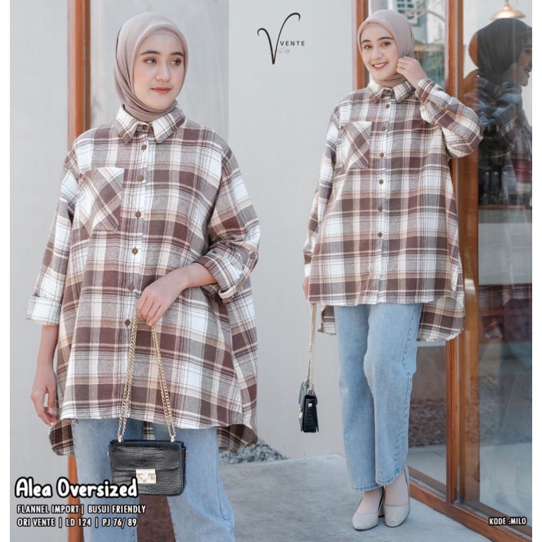 Atasan Wanita Jumbo Flanel / Alea Oversize by ORI VENTE